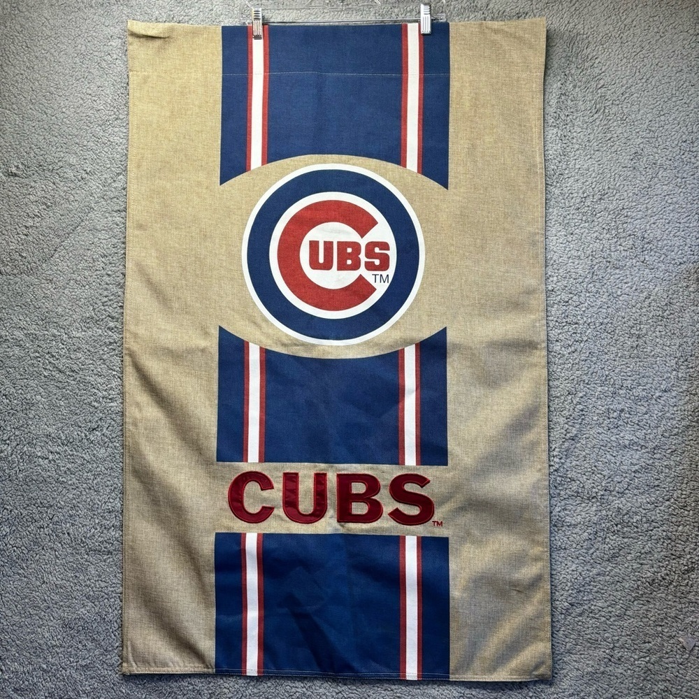 Chicago Cubs Two Sided Vertical Banner 28 x 43 red, white, and blue MLB - Picture 2 of 12